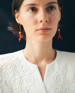 RED CORAL AND ONYX CARMEN EARRING