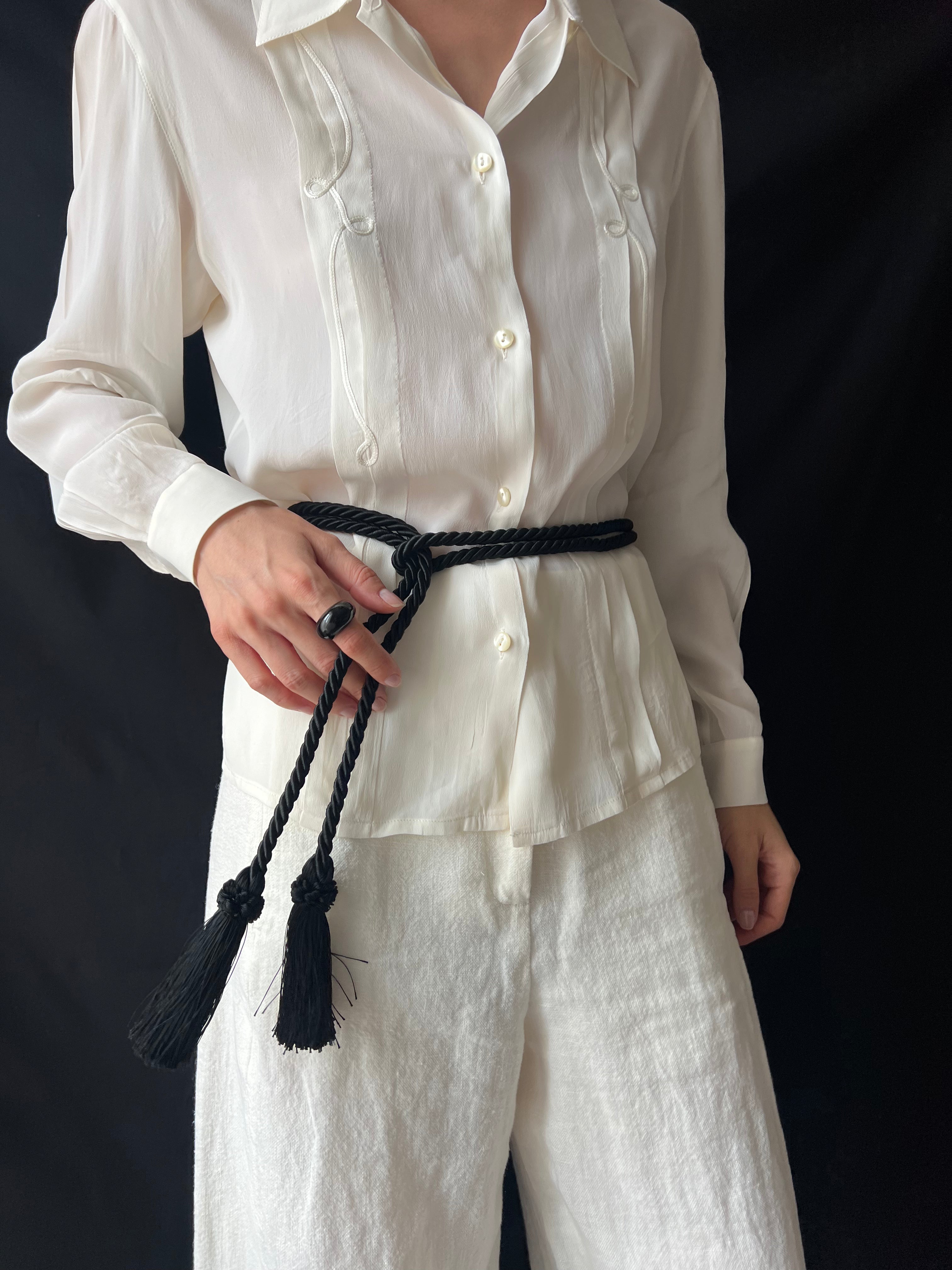 Black Tassel Rope Belt Vintage Mary McFadden Tassel Rope Belt – Recess main image 4